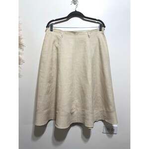 LAFAYETTE 148 New York 100% Linen Circular Midi Skirt Size 12 in Beige